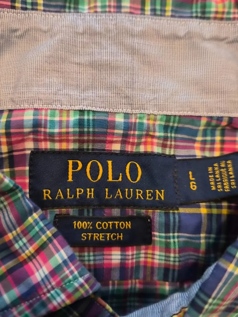Polo Ralph Lauren Shirt Men Large Check Plaid Long Sleeve Green Pony Logo G810